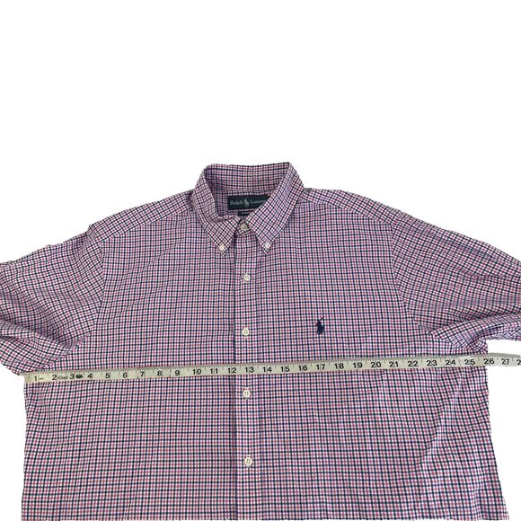 Mens Ralph Lauren Long Sleeve Button Down Gingham Check Shirt Size XL Pink Blue - Picture 4 of 8